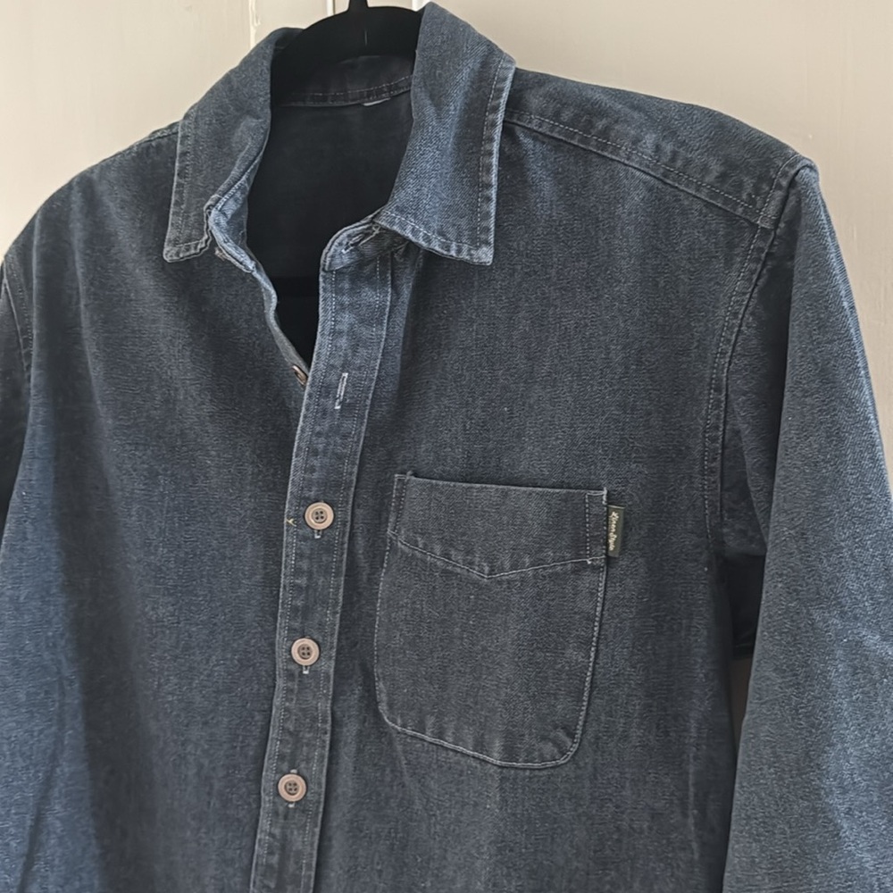 Men’s Artisio casual blue navy denim wash shirt LS size S/M